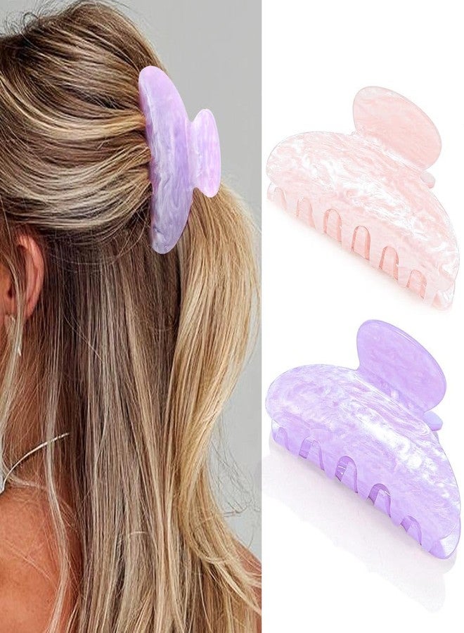 CAKURE Acrylic Hair Clips Pink Cute Claw Clips Medium Claw Hair Clip Hair Accessories for Women (Pack of 2) (d-light pink&purple) - Image 1